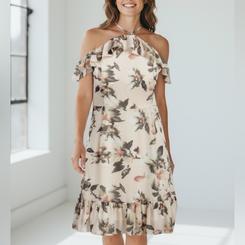 NEW•1X-3X•Soul Sunrise Rosa Romantic Flutter Sleeve Dress - Picture 6 of 16